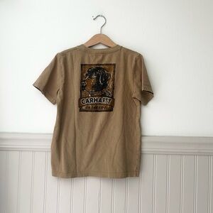 Carhartt Boys 7 Tan Brown Kids' Dog Short Sleeve Pocket Tee